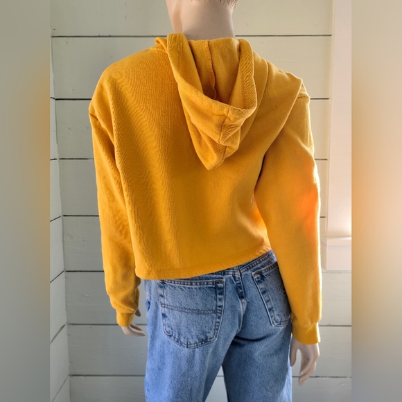 H&M Divided Cropped Drawstring Hoodie  Mustard Yellow  Women's Size  S - Picture 4 of 8